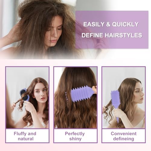 Curly Hair Brush, Curl Defining Brushes, Styling Brush for Curly Hair, Shaping and Defining Curls Brushes for Women (Purple) - Image 4