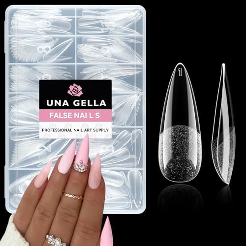 UNA GELLA Long Stiletto Soft Gel Nail Tips Full Cover Pre-shaped Fake Nails by UNAGELLA