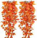 2-Pack Fake Hanging Plants, Faux Hanging Plant Artificial Greenery for Living Room Bedroom Boho Wall Shelf Indoor Outdoor Decor (Orange Pothos Ivy Vines) by Unknown