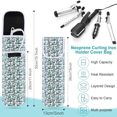 Shappy 2 Pcs Heat Resistant Curling Iron Flat Iron Travel Case,Sloth - Image 2