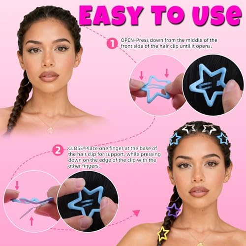 22PCS Colorful & Silver Star Hair Clips,1.57 Inch Y2K Star Hair Accessories - Image 5