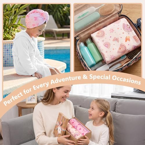 Basumee Microfiber Hair Towel Wrap for Kids Girls, Ultra Absorbent, 2 Pack - Image 5