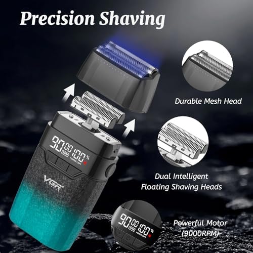 VGR 640S3 Professional 3 in 1 Hair Cutting Kit, 9000RPM Hair Clippers for Men Professional Hair Trimmer & Foil Shavers Set, Cordless Mens Barber Combo for Home, for Him(Green) - Image 5