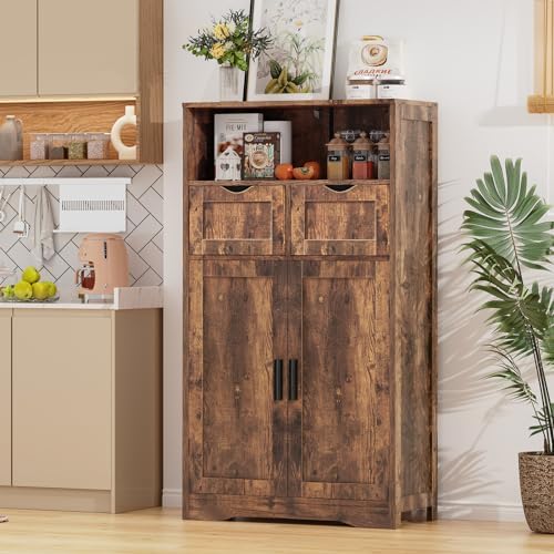Iwell Bathroom Storage Cabinet with 2 Drawers, Small Kitchen Pantry Cabinet - Image 2