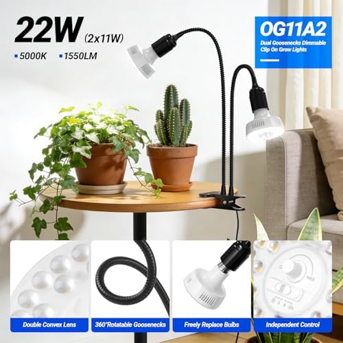 Barrina Orbgrow OG11A2 Clip On Grow Light for Indoor Plants, 5000K 22W - Image 2