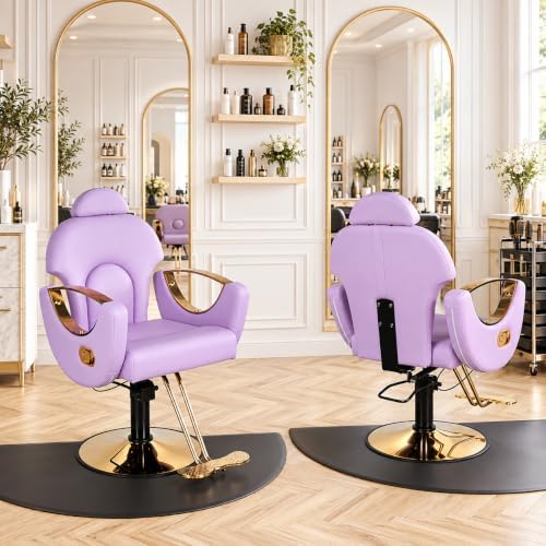 Purple Barber Chair Reclining Hydraulic Salon Styling Chairs Beauty Chair - Image 2