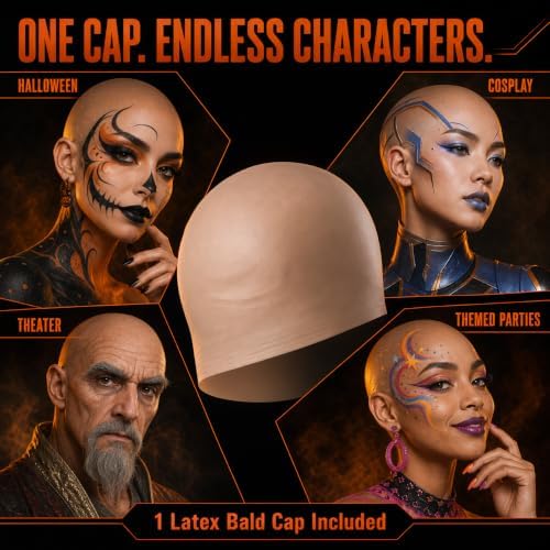 Latex Bald Cap for Adults, Realistic Nude Costume Cap - Image 7