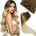 LaaVoo Human Hair Clip In Extensions, For Party Wear, 20 Inch 5Pcs 80g by LaaVoo