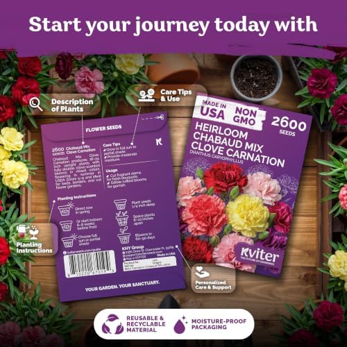 2,600 Chabaud Mix Clove Carnation Flower Seeds, Dianthus Caryophyllus - Image 2