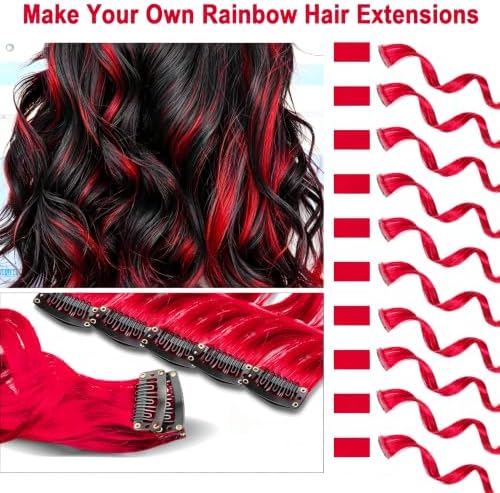 10 PCS Red Hair Extensions, Curly Wavy Clip-in Hair Accessories Gift - Image 2