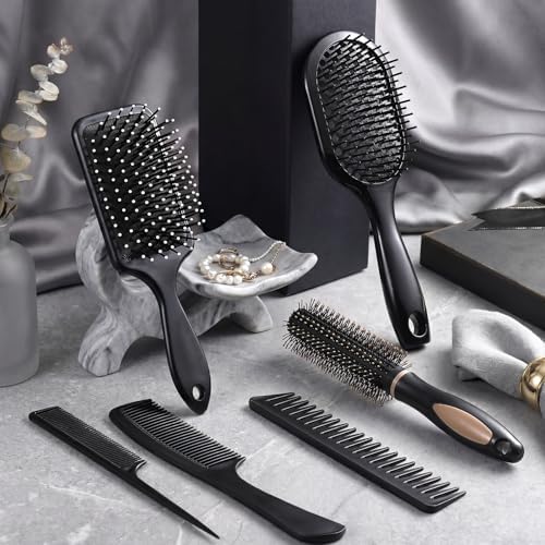 6Pcs Hair Brushes for Women Hair Comb Set Detangler Brush for Men and Women Wet Dry Curly Straight Hair - Image 7