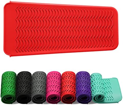 ZAXOP Heat Resistant Silicone Mat Pouch for Curling Irons & Flat Irons, 2-in-1 Travel Case & Cooling Pad for Hot Tools, Anti-Slip Countertop Protector, Pack Instantly Without Waiting to Cool (Red) by ZAXOP