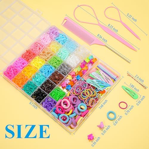 TsMADDTs Elastic Hair Ties, Colorful Hair Accessories for Baby Toddlers Kids Girls, 26 Colors Small Rubber Bands Set with Ties and Clips, Styling Tools - Image 2