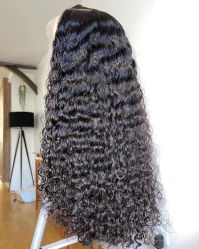 BEEOS 13x6 Curly HD Lace Wig Human Hair, 180% Density Pre-Plucked 0.10mm Ultra-thin SKINLIKE Real HD Lace Frontal Wigs Bleached Knots Ultra-fitted Cap Design 30 Inch by BEEOS
