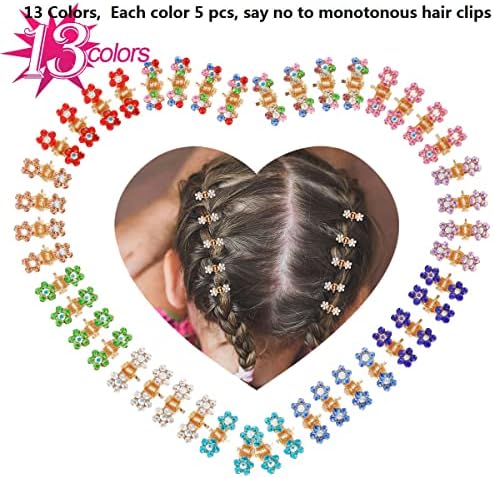 Mini Hair Claw Clips - No-Slip Grip Rhinestone Metal Clamps, Glitter Flower Accessories for Girls Women (Rose Gold-13Colors) - Image 4