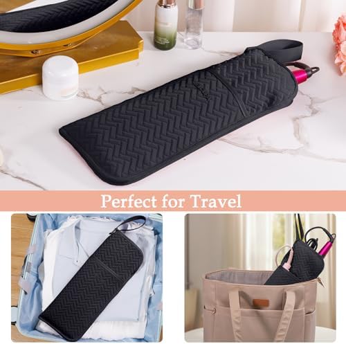 Hair Tools Travel Bag, Heat Resistant Curling Iron Holder & Flat Iron Case, Hot Tools Organizer Pouch for Hair Straightener, Hair Dryer, Crimper & Styling Accessories, Travel Makeup Bag - Image 6