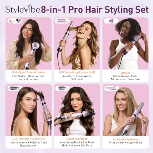 Mythsight StyleVibe Dual Voltage 8-in-1 Air Styler with Diffuser Hair Dryer - Image 2