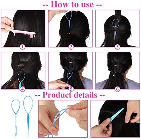 Colorful Mini Rubber Bands with Topsy Tail Styling Tools - Elastic Hair Ties, Hair Cutter, and Hair Accessories for Baby Girls and Women - Image 5