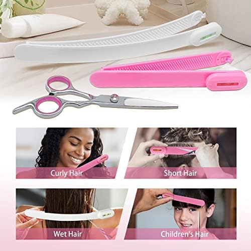 Professional Hair Cutting Scissors Kit for Women & Kids - 3-Piece Hair Cutting Tools, Stylist Barber Scissors for Bangs, Layers, Split Ends - Home Haircut Kit (Pink) - Image 6