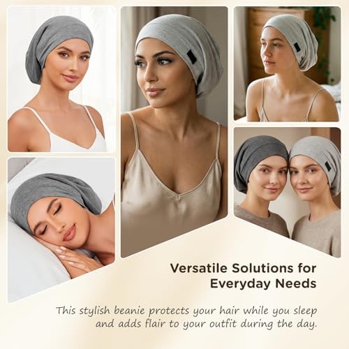 2Pcs Satin Lined Bonnet for Sleeping for Women Men - Image 6