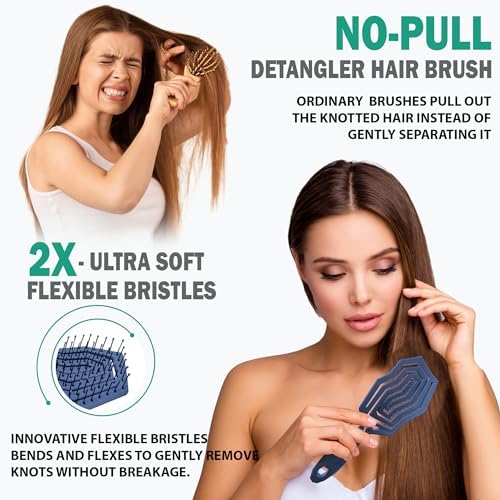 Fiora Naturals Detangling Hair Brush for Women, Detangler Hair Brush, Blue - Image 3