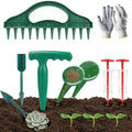 Seed Planter Tools with Garden Dibbers, Seed Spreaders, 9 Pcs by MILIFOX