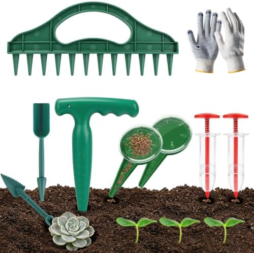 Seed Planter Tools with Garden Dibbers, Seed Spreaders, 9 Pcs by MILIFOX