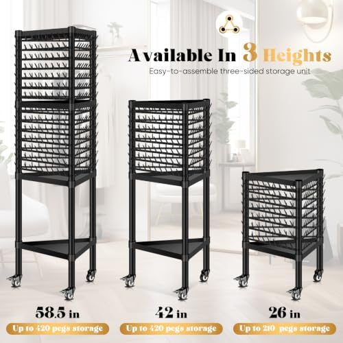 GADFISH Braiding Hair Rack Standing Hair Extension Holder Hanger, 420 Pegs 3-side Rack for Braiding Separator Display Stand (Black) - Image 3