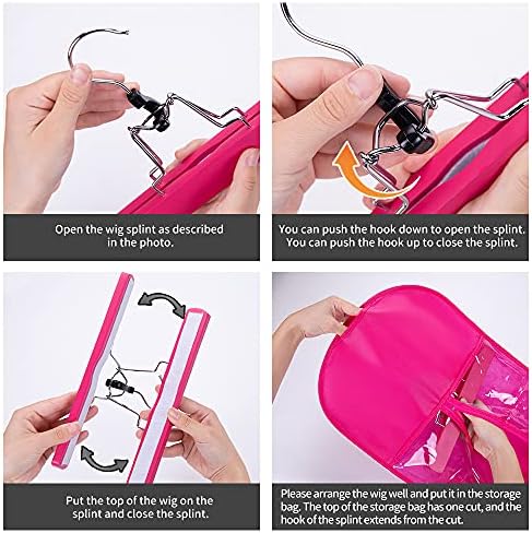 Professional Hair Organizer Bags with Hanger - 3 Pack Protective Cases for Multiple Wigs Extensions Hairpieces Holder Rose Pink Travel Carry Pouch Salon - Image 4