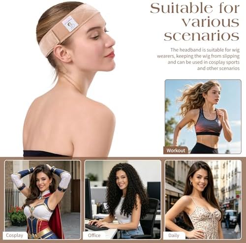 Beige Wig Grip Band 2 Pack, Non-Slip Velvet Strap, No Glue Needed - Image 6