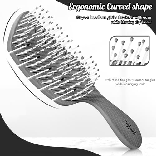 Detangling Hair Brush, Faster Blow Drying & Styling, Black - Image 2