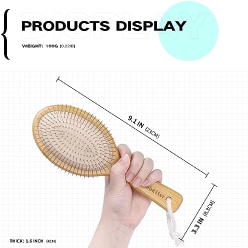 Bamboo Brush with Metal Bristles, Smoothing & Scalp Massage - Image 5