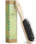 Natural Boar Bristle Hair Brush for Women, Men, Kids; Dry and Wet Detangling Hair Brush Gently Enhances Shine, Smooths Frizz and Prevents Breakage in Fine and Straight, Thick and Curly Hair (long) by Zollo