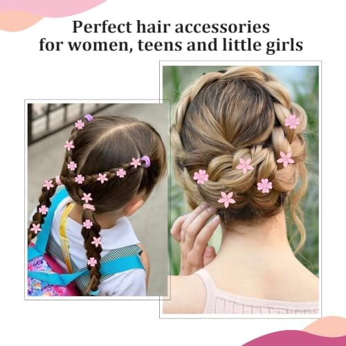 Pink Mini Flower Hair Clips Claw Clips, Hair Clips For Styling Y2K - Image 3