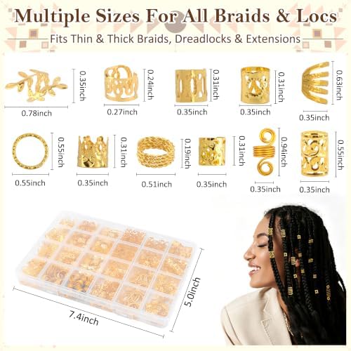ROSYGLIMM 290Pcs Gold Hair Clips Jewelry for Braids Dreadlock Loc - Image 2