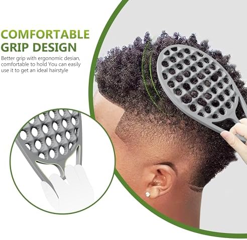 KOUPA Silicone Afro Twist Brush with Pick Comb for Coily Hair Curls, Grey - Image 2