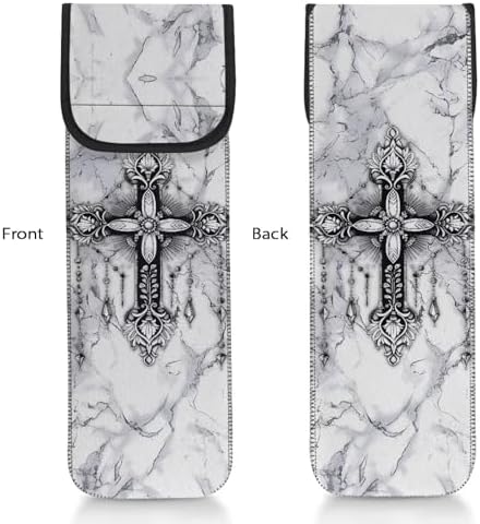ZOUTAIRONG Cross Marble Curling Iron Holder Heat Resistant Flat Iron Travel Case Curling Iron Travel case, Water-Resistant Curling Wand Travel Cover Case Pouch Women's Storage Bag - Image 5