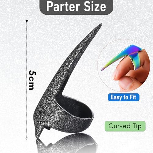 Pro Hair Sectioning Rings - Stainless Steel Braiding Tools for Dreadlocks, Wigs, Curling, Weaving, Balayage & Hair Extensions Installation (2pcs Black Glitter) - Image 3