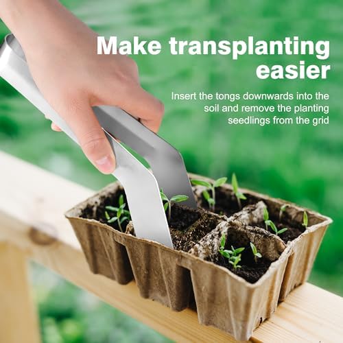 2 Pcs Seedling Transplant Tongs- 8.7 Inch Stainless Steel Gardening Plants Transplant Tongs- Seedling Remove Transplant Pliers for Reducing Root Damage - Image 5