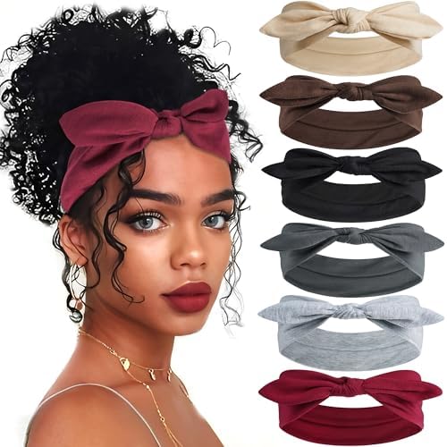 6 Pcs Bow Headbands for Women Boho Rabbit Ears Hair Bands Head Band by ZUYASEZ