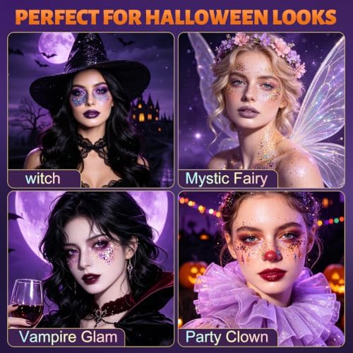 AROIC Halloween Glitter Stick 6 Pack, Face & Hair Sparkle - Image 4