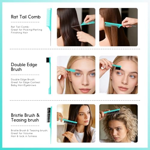 Hair Brush Set with Detangling Brush,Spray Bottle,3 Pieces Rat Tail Combs For Toddlers,Suitable for Pain-Free Brushing on All Wet or Dry Hair Types (Green) - Image 6