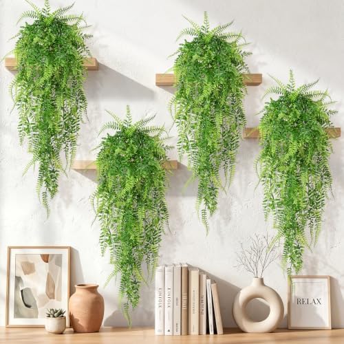 4Pcs Fake Hanging Plants, 32" Artificial Plants Boston Ferns Greenery Vines by Yastouay