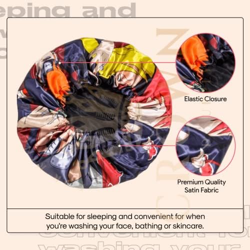 Silky Design Bonnet with Elastic Soft Band, Hair Braid Adjustable Women and Men Bonnets for Sleeping, Comfortable Satin Fabric Bonnet (Akat Group) - Image 3