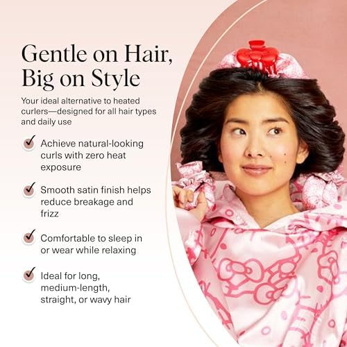 Hello Kitty x Kitsch Heatless Curls Overnight Set – Pink Kitty Faces - Image 3