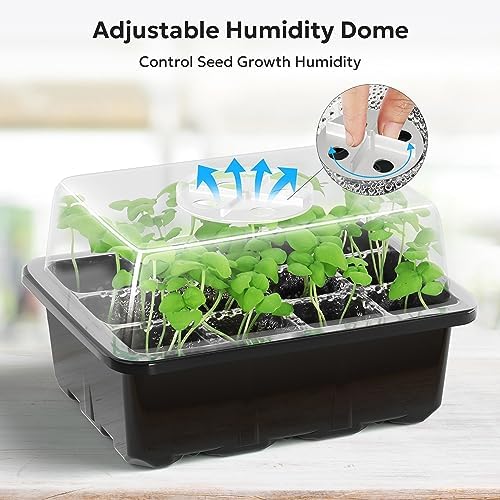 MIXC 10 Pack Seed Starter Tray, 120Cell Stater Kit with Humidity Dome Black - Image 3