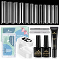 LIONVISON Nail Tips Square Set: 504PCS XXXL No C Curve Straight Tapered Square Nail Tips Extra Long Clear Nail Tips with Nail Extension Glue Gel Prep Dehydrator Primer File UV Curing Lamp for Home DIY by WelcometovisitLIONVISON