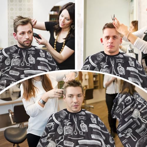Professional Hair Cutting Cape with Neck Duster Brush, Large Size Salon Barber Cape for Men, Women and Kids(Barber Supplies Pattern) - Image 5