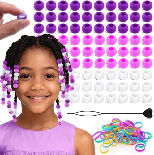 Tinkrstuff 90Pcs 14mm Purple Mix Large Silicone Hair Beads by TINKRSTUFF