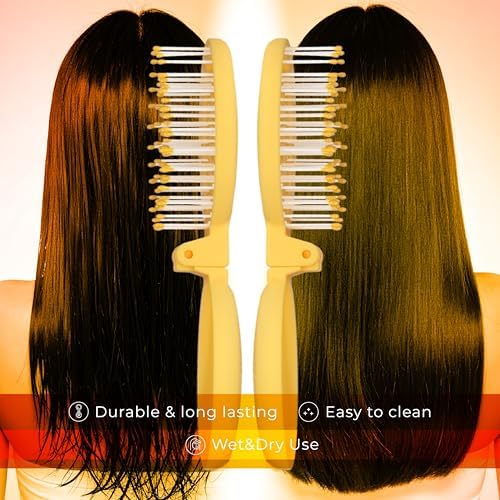 Mini Detangler Travel Hair Brush with Mirror, Makaron Hair Brushes for Women, Men and Kids, Unique 3D Flexible Design for All Hair Types, Styling Accessory, Travel Essentials for Women (YELLOW) - Image 5
